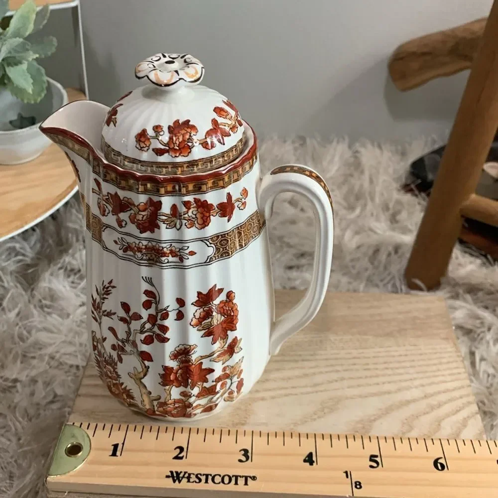 As Is Damaged Copeland Spode Indian Tree Small Pitcher Orange Floral Scallop - Picture 13 of 17
